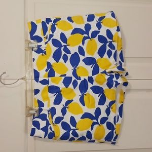 LOFT White Shorts with Blue & Yellow Lemon Print